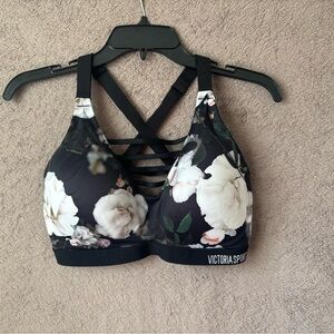 Victoria’s Secret / Sport Black Floral Women's Sports Bra. Sz 34 DD